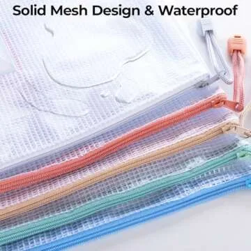 20pcs Mesh Zipper Pouch Bags File Puzzle Storage Bags, A4 Zipper Bags for Organizing Storage, Waterproof Zipper Pouches with Label Pocket, Board Games and Office Supplies (Morandi Colors)