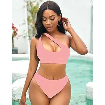 NAFLEAP One Shoulder Cutout Bikini Set for Women