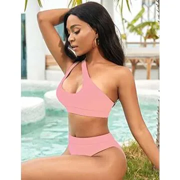 NAFLEAP One Shoulder Cutout Bikini Set for Women