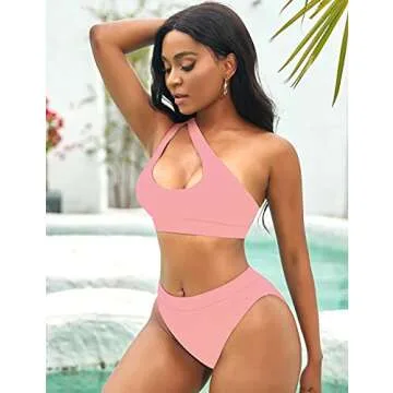 NAFLEAP One Shoulder Cutout Bikini Set for Women
