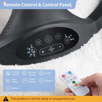 LAREX Baby Swing Infant Swing Electric Toddler Baby Rocker Portable for Newborn Boy Girl, 5 Sway Speeds with Remote Control, 10 Preset Melodies and Bluetooth, 0-6 Months Max 20 Lbs (Black)