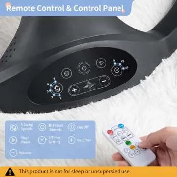 LAREX Baby Swing Infant Swing Electric Toddler Baby Rocker Portable for Newborn Boy Girl, 5 Sway Speeds with Remote Control, 10 Preset Melodies and Bluetooth, 0-6 Months Max 20 Lbs (Black)