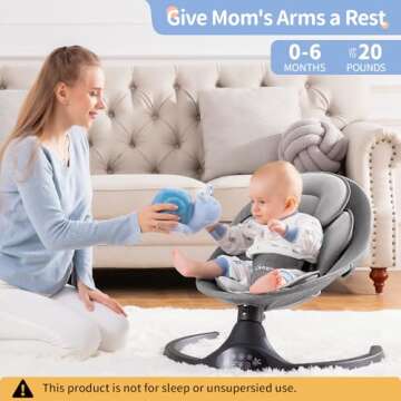 LAREX Baby Swing Infant Swing Electric Toddler Baby Rocker Portable for Newborn Boy Girl, 5 Sway Speeds with Remote Control, 10 Preset Melodies and Bluetooth, 0-6 Months Max 20 Lbs (Black)