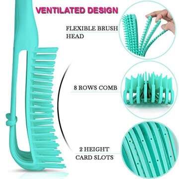 5 Pcs Detangling Hair Brush Set, Ez Detangler Brush With Edge Brush, Rat Tail Combs for Black Natura...