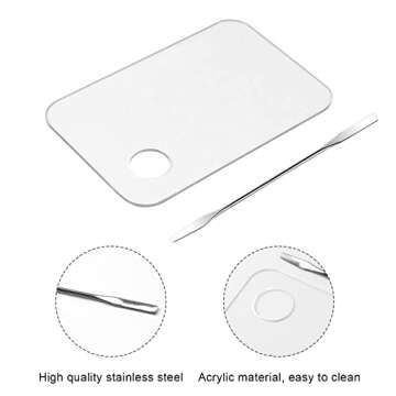 2PCS Acrylic Cosmetic Palette with 2PCS Spatula Tool,Makeup Palette Mixing Tray Apply for Foundation Eye Shadow Lipsticks Nail Art Professional Pigment Blending