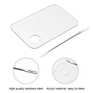 2PCS Acrylic Cosmetic Palette with 2PCS Spatula Tool,Makeup Palette Mixing Tray Apply for Foundation Eye Shadow Lipsticks Nail Art Professional Pigment Blending
