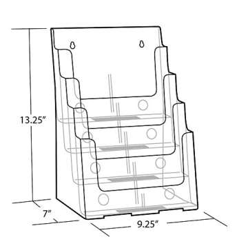 Azar Displays 252376 Four Tier, Four Pocket Letter Brochure File Holder for Flyer, Office Supplies, ...