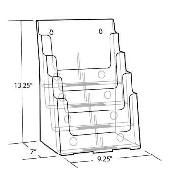 Azar Displays 252376 Four Tier, Four Pocket Letter Brochure File Holder for Flyer, Office Supplies, ...