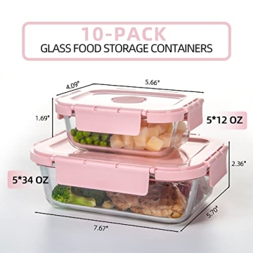 HAKEEMI Glass Meal Prep Containers Set - Durable & Elegant