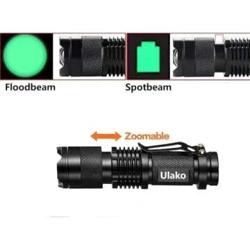 Ulako Single Mode Zoomable LED 150 Yard Green Light Flashlight Torch for Fishing Hunting Detector