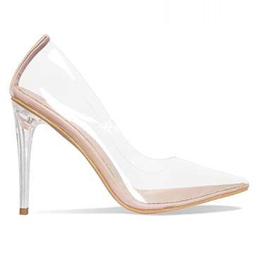 Crystal Heel Clear Stiletto Court Shoes Nude US 7