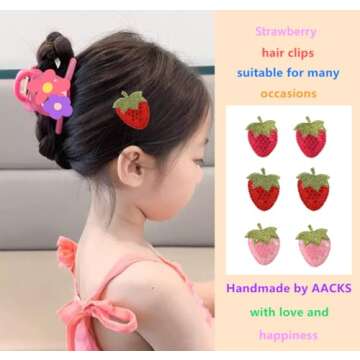 AACKS Girls Strawberry Hair Clips Stawberry Hair Pins Hair Accessories Little Girl Hair Accessories Stawberry Hair Barrettes