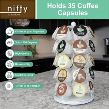 Nifty K Cup Holder - Stylish 35 K Cup Carousel Organizer