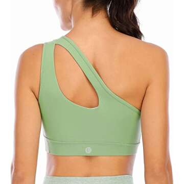 RUNNING GIRL Womens One Shoulder Sports Bras Workout Left Strap Yoga Bras Cute Medium Support Crop Top