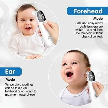 Elepho eTherm Ear & Forehead Non-Contact Thermometer Infrared & Digital Thermometers for Adults, Kids, Babies & Infants Instantly Accurately Reads Temperature Slim Design, Easy to Read Large Display.