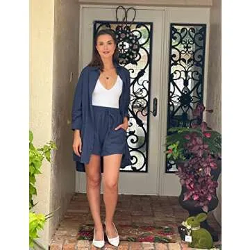 Zeagoo Women’s Coordinated Outfit - 2 Piece Summer Tracksuit With Pockets in Navy Blue