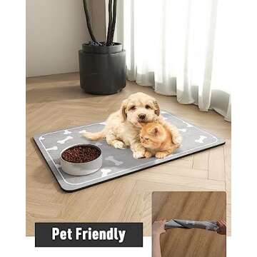 Pet Feeding Mat-Absorbent Dog Mat for Food and Water Bowl-No Stains Easy Clean Dog Food Mat-Quick Dry Dog Water Dispenser Mat-Puppy Supplies Dog Stuff-Dog Accessories Dog Water Bowl Mat
