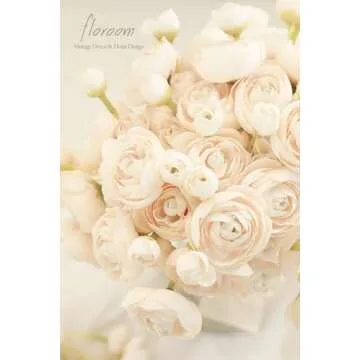Floroom Ranunculus Artificial Flowers 18 Pcs Champagne Faux Silk Mini Ranunculus Bulk Fake Wedding Filler Flowers for DIY Cream Bouquets, Centerpieces, Bridal Shower Decorations & Arrangements
