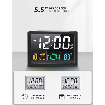 Digital Alarm Clock with USB Charger and Adjustable Brightness