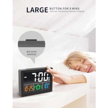 Digital Alarm Clock with USB Charger and Adjustable Brightness