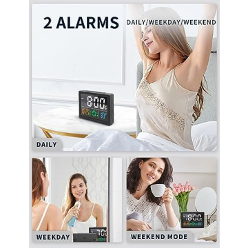 Digital Alarm Clock with USB Charger and Adjustable Brightness