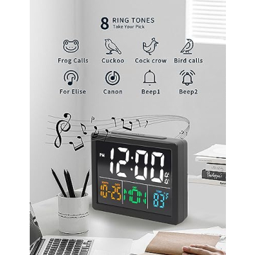 Digital Alarm Clock with USB Charger and Adjustable Brightness
