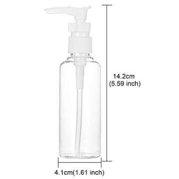 TecUnite 6 Pack Small Pump Bottles Clear Travel Bottle Plastic Empty Spray Dispenser Hand Lotion San...