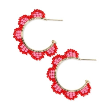 INK + ALLOY Boho Hoop Earrings - Handcrafted Beaded Jewelry for Women 1.5-Inch
