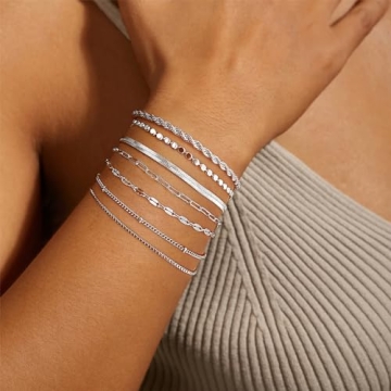 Trendy Kyerlyn Waterproof Silver Bracelet Set for Women
