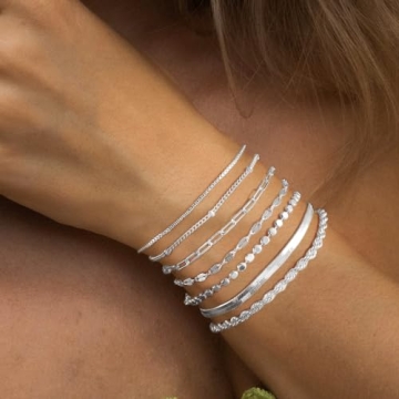 Trendy Kyerlyn Waterproof Silver Bracelet Set for Women