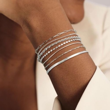 Trendy Kyerlyn Waterproof Silver Bracelet Set for Women