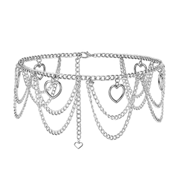 Ayliss Women Metal Chain Waist Belt Multilayer Chain Dress Belts Metal Belly Heart Shape Fashion Cha...
