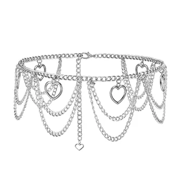 Ayliss Women Metal Chain Waist Belt Multilayer Chain Dress Belts Metal Belly Heart Shape Fashion Cha...