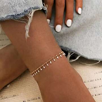 MYEARS Women Gold Anklet Pineapple Dangle Dainty Foot Chain 14K Gold Filled Summer Boho Beach Simple...