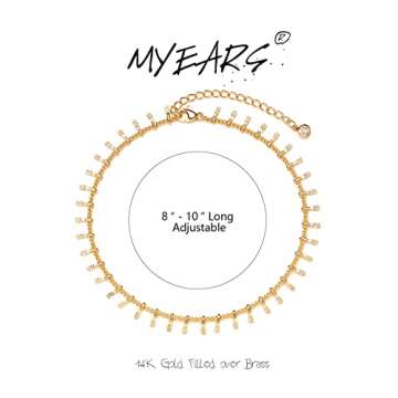 MYEARS Women Gold Anklet Pineapple Dangle Dainty Foot Chain 14K Gold Filled Summer Boho Beach Simple Cute Jewelry Gift