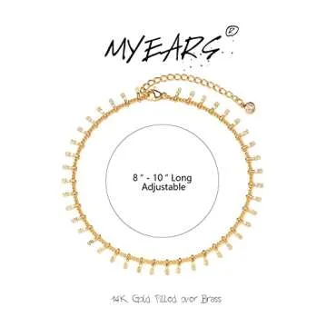 MYEARS Women Gold Anklet Pineapple Dangle Dainty Foot Chain 14K Gold Filled Summer Boho Beach Simple Cute Jewelry Gift