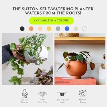 Stylish Sutton Self-Watering Planter Pot for Healthy Plants
