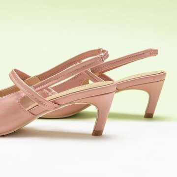 C.Paravano Women's Slingback Pumps | Leather Kitten Heels | Closed Heeled Sandal | Pointed Toe Pumps for Women | Wedding Dress Pumps Shoes (Size 7.5,Pink Heels)