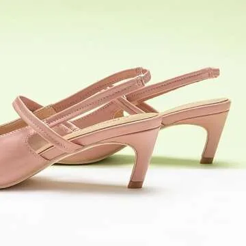 C.Paravano Women's Slingback Pumps | Leather Kitten Heels | Closed Heeled Sandal | Pointed Toe Pumps for Women | Wedding Dress Pumps Shoes (Size 7.5,Pink Heels)