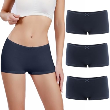 Allxwek Women's Comfortable Cotton Boy Shorts - Stylish Underwear with Butterfly Knot