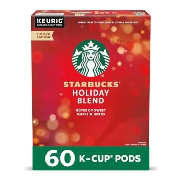 Starbucks Holiday Blend K-Cup Coffee Pods - 60 Count, Medium Roast, Perfect for Festive Mornings