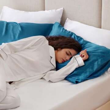 Love's cabin Satin Pillowcase for Hair and Skin (Teal Blue, 20x36 inches) Similar to Silk Pillow Cas...