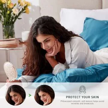 Love's cabin Satin Pillowcase for Hair and Skin (Teal Blue, 20x36 inches) Similar to Silk Pillow Cases, King Size Pillow Cases Set of 2 - Satin Cooling Pillow Covers with Envelope Closure