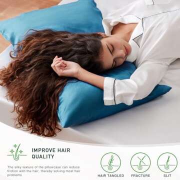 Love's cabin Satin Pillowcase for Hair and Skin (Teal Blue, 20x36 inches) Similar to Silk Pillow Cases, King Size Pillow Cases Set of 2 - Satin Cooling Pillow Covers with Envelope Closure