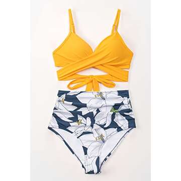 CUPSHE Women's Floral Print High Waist Bikini Swimsuit