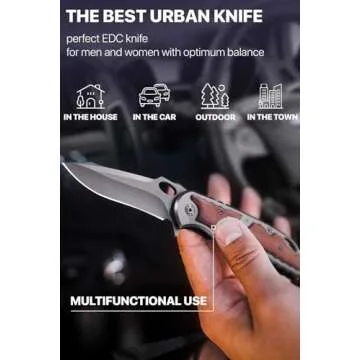 Grand Way Spring Assisted Knife - 5Cr15MoV Sharp Folding Blade - Pocket Knife with Wood Handle - Best Durable Tool for EDC Camping Survival Work - Mens Gifts Idea for Dad Husband Boyfriend 97010