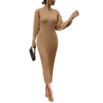 PRETTYGARDEN Women’s Fall 2 Piece Bodycon Maxi Sweater Dress with Cropped Cardigan