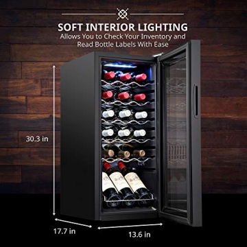 Ivation 18 Bottle Wine Cooler Refrigerator Efficient Storage
