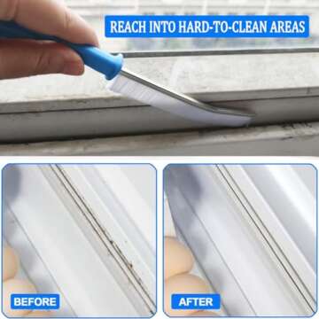 Crevice Cleaning Brush,3 Pack Upgraded Hard Bristle Crevice Gap Cleaning Brush,Crevice Cleaning Tool,Small Crevice Brush for Kitchen Bathroom Tiles Window Track - Non Slip and Multicolor