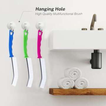 Crevice Cleaning Brush,3 Pack Upgraded Hard Bristle Crevice Gap Cleaning Brush,Crevice Cleaning Tool,Small Crevice Brush for Kitchen Bathroom Tiles Window Track - Non Slip and Multicolor